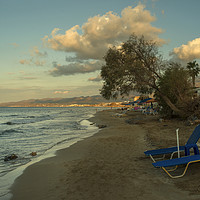Buy canvas prints of Stalida Beach Lounger  by Rob Hawkins
