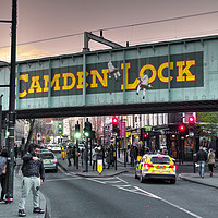 Buy canvas prints of Camden Lock Railway bridge  by Rob Hawkins