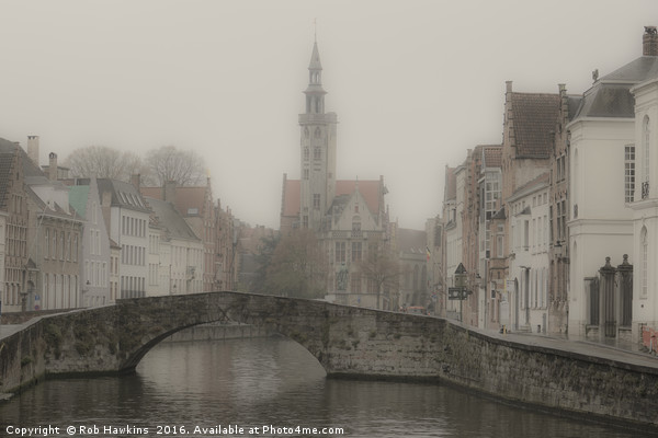 Misty Bridge of Bruges  Picture Board by Rob Hawkins