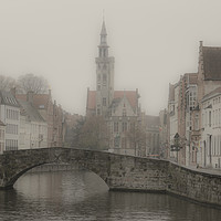 Buy canvas prints of Misty Bridge of Bruges  by Rob Hawkins