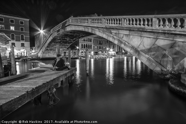 Venitian Bridge in mono  Picture Board by Rob Hawkins