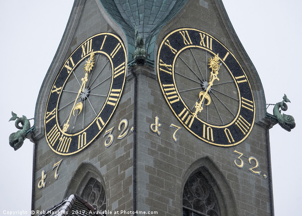 Zurich Clock  Picture Board by Rob Hawkins