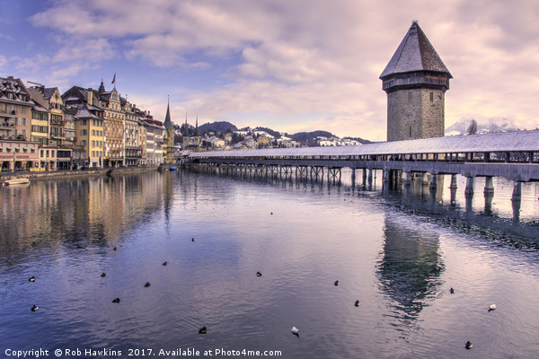 Lucerne Old Bridge in winter  Picture Board by Rob Hawkins