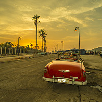 Buy canvas prints of Habana convertible sunset  by Rob Hawkins