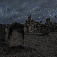 Buy canvas prints of Whitby Abbey storm  by Rob Hawkins