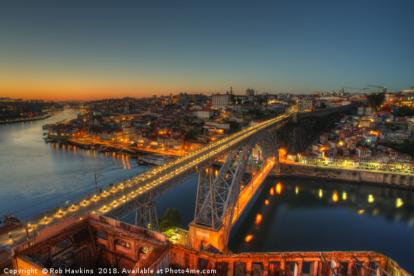 Porto twylight bridge  Picture Board by Rob Hawkins