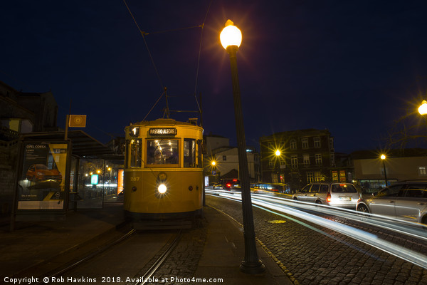 Porto Night Tram  Picture Board by Rob Hawkins