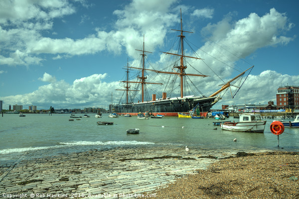 HMS Warrior at Portsmouth Harbour  Picture Board by Rob Hawkins