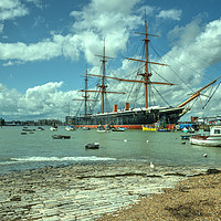 Buy canvas prints of HMS Warrior at Portsmouth Harbour  by Rob Hawkins
