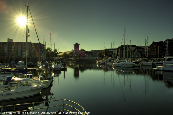 Swansea Docks Reflections Picture Board by Rob Hawkins