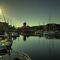 Buy canvas prints of Swansea Docks Reflections by Rob Hawkins