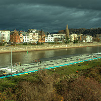 Buy canvas prints of Koblenz Mosel Barge  by Rob Hawkins