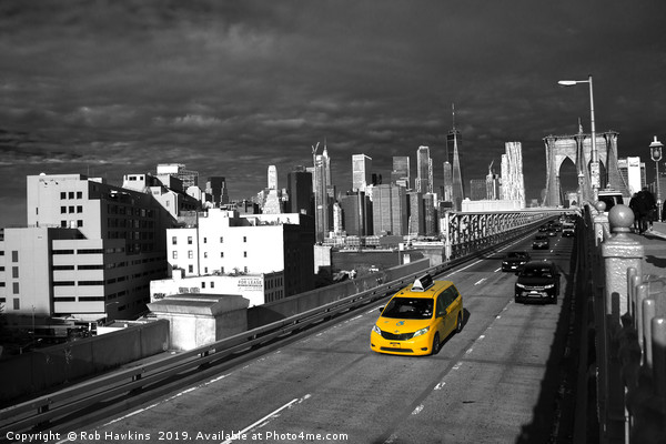 Brooklyn Bridge Taxi  Picture Board by Rob Hawkins