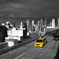 Buy canvas prints of Brooklyn Bridge Taxi  by Rob Hawkins