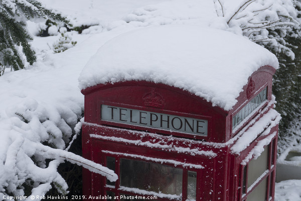 Phone Box in the Snow  Picture Board by Rob Hawkins