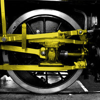 Buy canvas prints of Yellow wheel of steel by Rob Hawkins