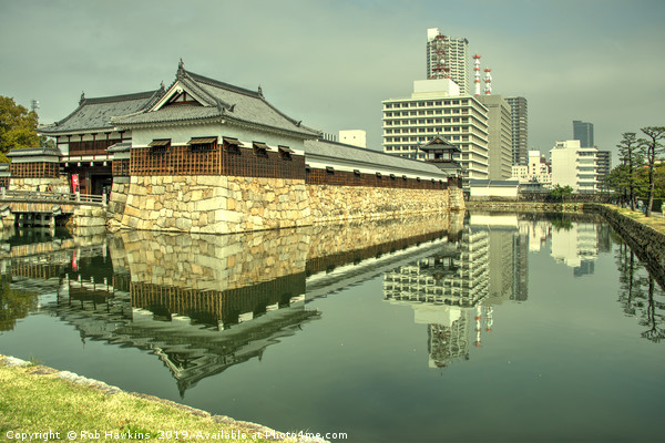 Hiroshima Castle Reflections Picture Board by Rob Hawkins
