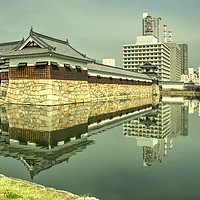 Buy canvas prints of Hiroshima Castle Reflections by Rob Hawkins