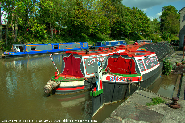 Narrowboats at Devizes Picture Board by Rob Hawkins