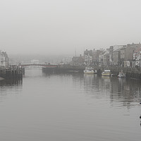 Buy canvas prints of Whitby Harbour fog by Rob Hawkins