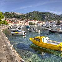 Buy canvas prints of Yellow boat of Hvar  by Rob Hawkins