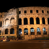 Buy canvas prints of Pula Arena  by night by Rob Hawkins