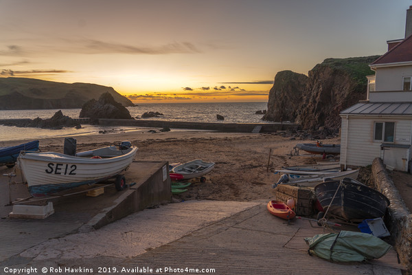 Hope Cove Sunset  Picture Board by Rob Hawkins