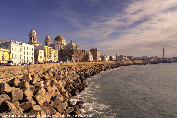 Cadiz Cathedral Seascape Picture Board by Rob Hawkins