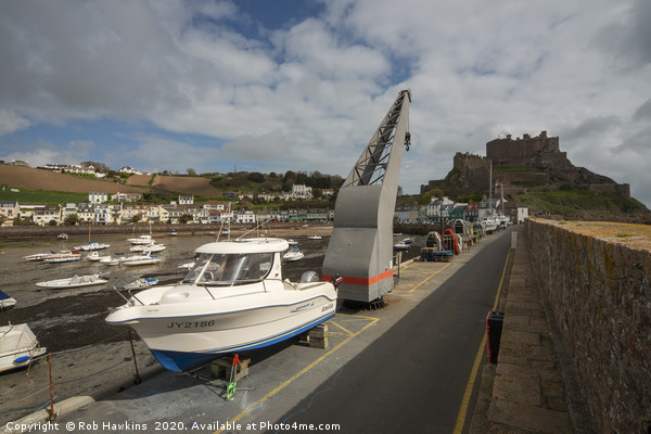 Mont Orgueil Harbour Picture Board by Rob Hawkins