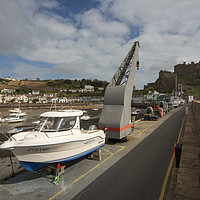 Buy canvas prints of Mont Orgueil Harbour by Rob Hawkins