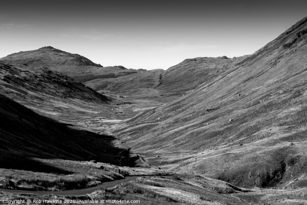 Hardknott Pass in mono  Picture Board by Rob Hawkins