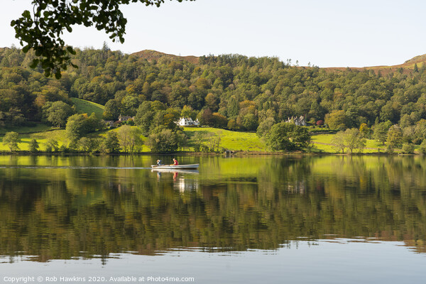 Rowing on Grasmere Picture Board by Rob Hawkins