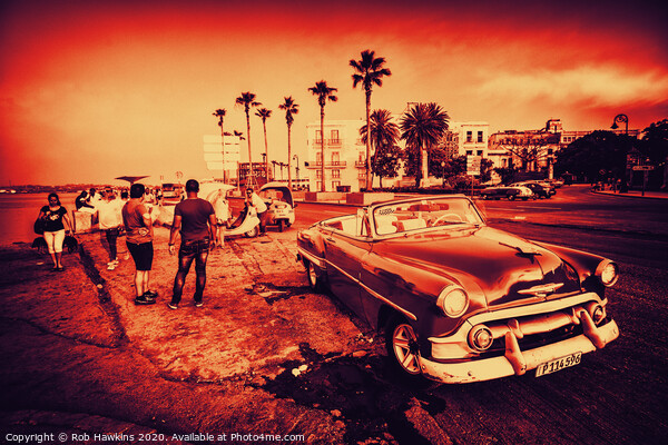 Havana Promenade Chevy  Picture Board by Rob Hawkins