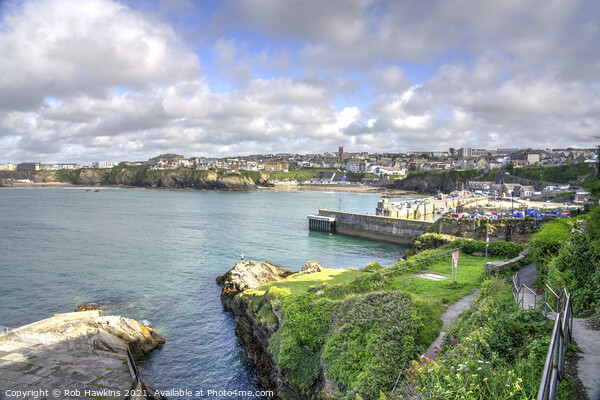 Newquay Harbour Seascape Picture Board by Rob Hawkins