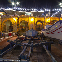 Buy canvas prints of St Julians boat by Night by Rob Hawkins