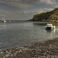 Buy canvas prints of Off to fish at Lulworth Cove by Rob Hawkins