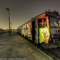 Buy canvas prints of Pula Graffiti train  by Rob Hawkins