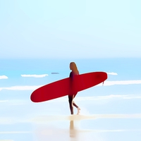 Buy canvas prints of Red Surfboard  by Alexia Miles