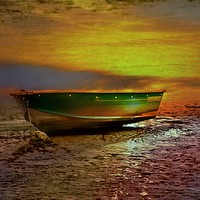 Buy canvas prints of Sunset and the little boat by Alexia Miles