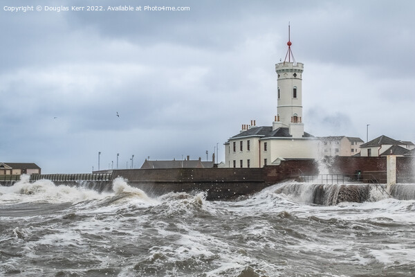 Arbroath Signal Tower in Storm Picture Board by Douglas Kerr