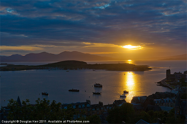 Sunset on Oban Bay. Picture Board by Douglas Kerr