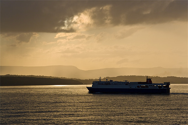 Stena ferry crossing to Larne at sunset Picture Board by Douglas Kerr