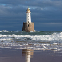 Buy canvas prints of Rattray Head Lighthouse, reflection in sand. by Douglas Kerr