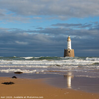 Buy canvas prints of Rattray Head Lighthouse, reflection in sand with seaweed. Peterhead by Douglas Kerr