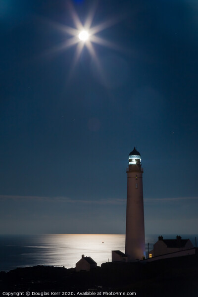 Scurdieness Lighthouse in moonlight Picture Board by Douglas Kerr