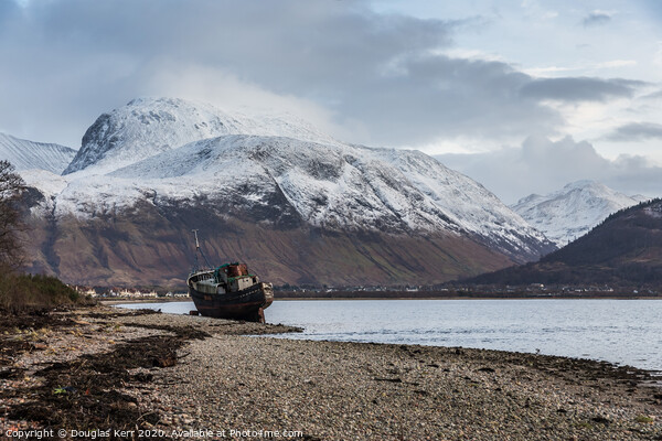 The Corpach Shipwreck,  Old Boat of Caol, Ben Nevis in Background Picture Board by Douglas Kerr