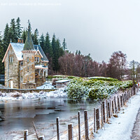 Buy canvas prints of Gatelodge at Ardverikie in winter snow by Douglas Kerr