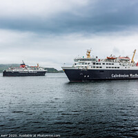 Buy canvas prints of MV Isle of Mull & MV Isle of Lewis car ferries in Oban. by Douglas Kerr