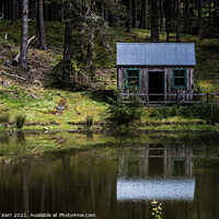 Buy canvas prints of The woodshed, reflections at Highland Folk Museum, Newtonmore. by Douglas Kerr