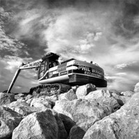 Buy canvas prints of Quarry Excavator by Mike Sherman Photog